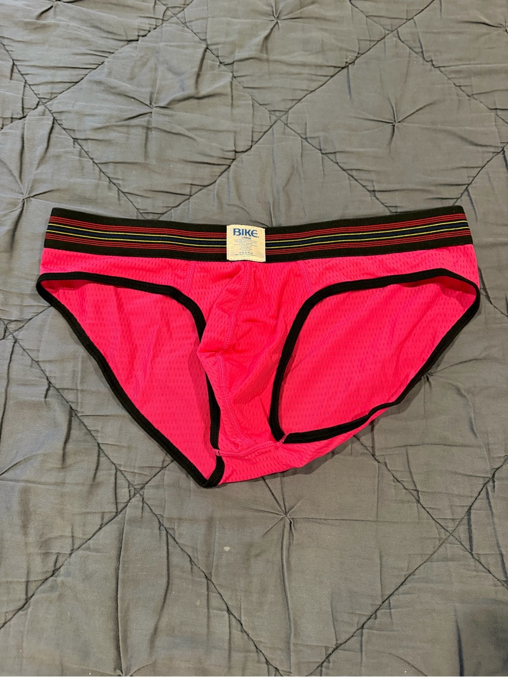 BIKE Men's Hot Pink Mesh Athletic Brief with Contrast Trim - Picture 3 of 4
